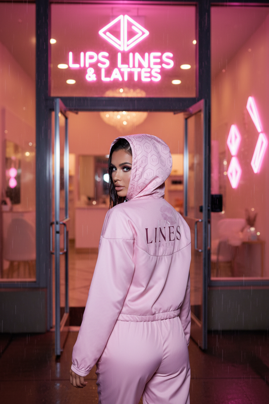 Lips, Lines & Lattes Women’s Cropped Windbreaker PNK | XII