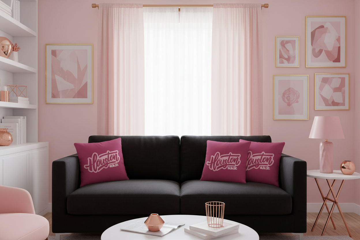 Houston Nurse Graffiti 20x20 Decorative Pillow - Rose | XII