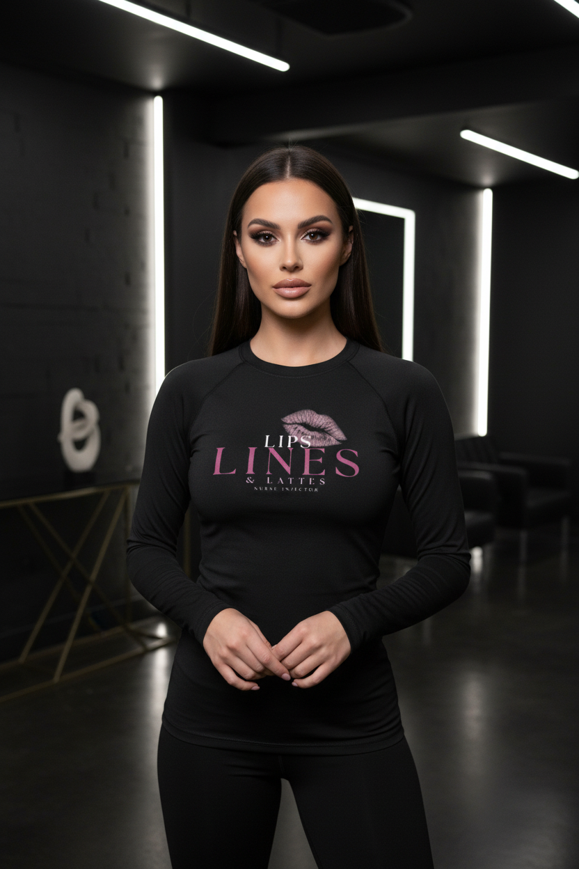 Lips, Lines & Lattes Nurse Injector Long Sleeve Rash Guard | XII