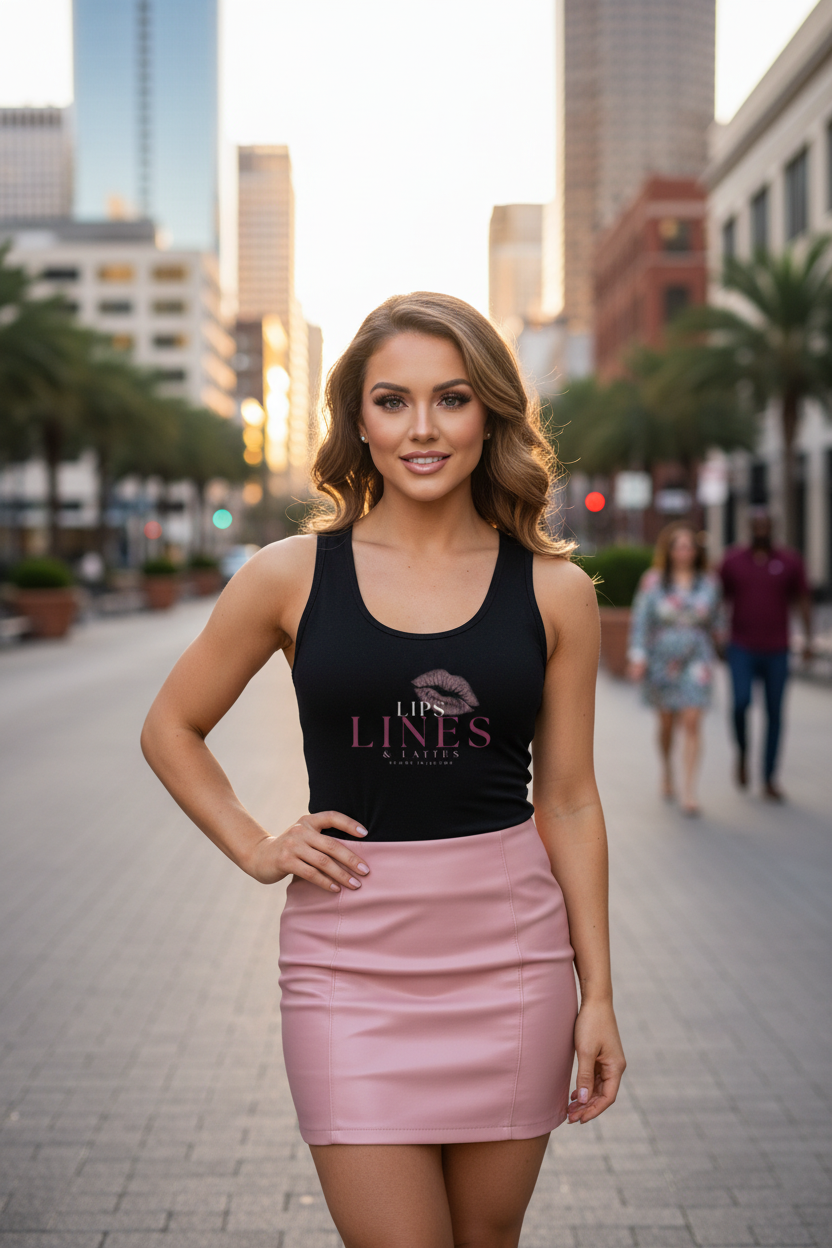 Lips, Lines & Lattes Sublimation Cut & Sew Tank Top | XII