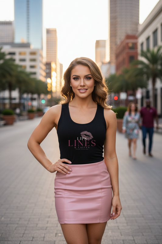 Lips, Lines & Lattes Sublimation Cut & Sew Tank Top | XII