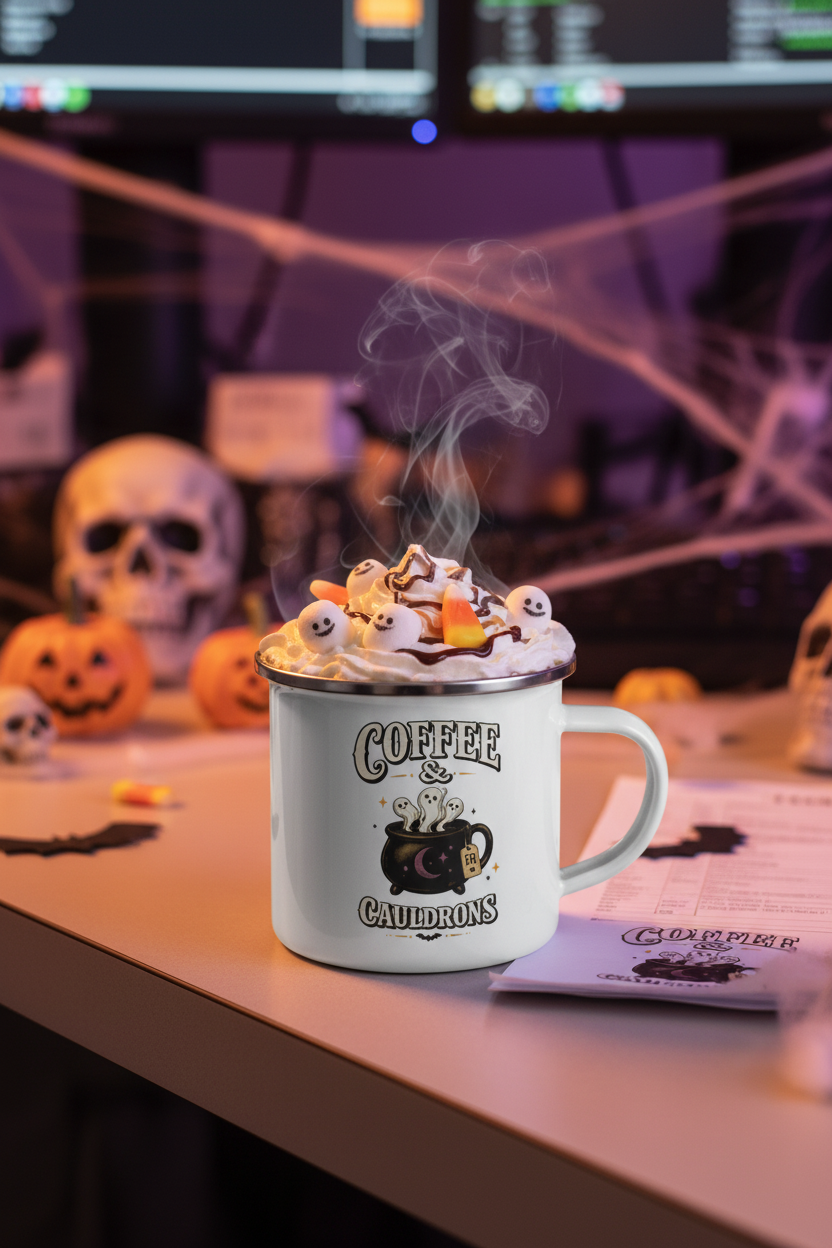 Coffee & Cauldrons Enamel Mug ☕