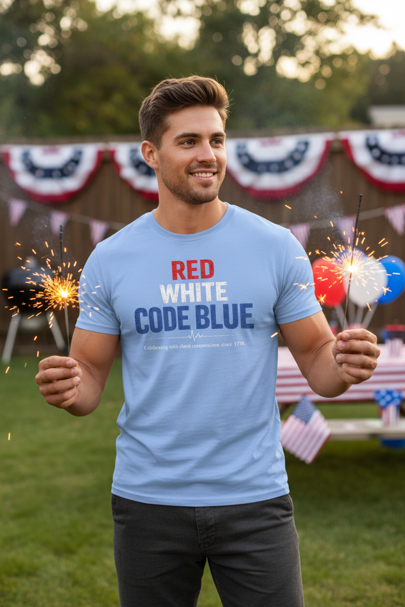 Red, White, Code Blue Tee | XII