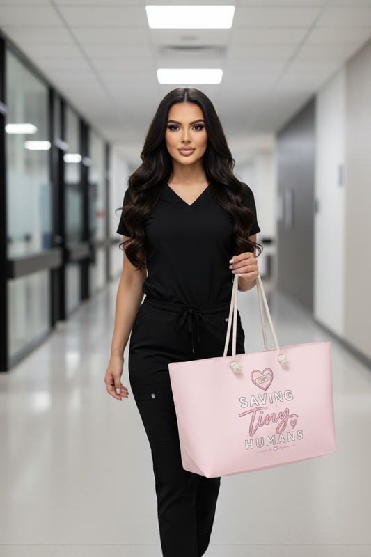 Saving Tiny Humans Pink Travel Tote