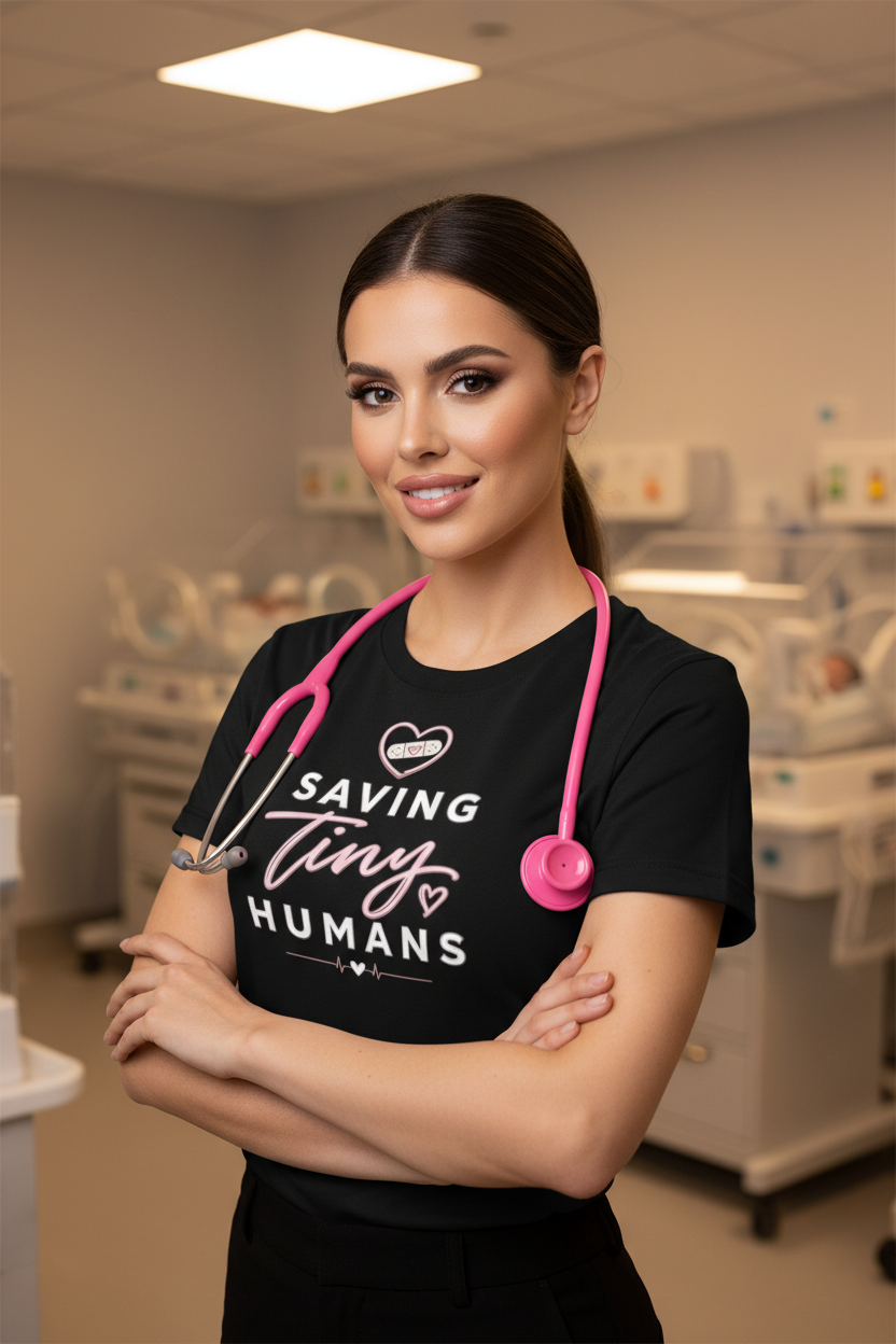 Saving Tiny Humans Women's Ribbed Neck Tee | XII