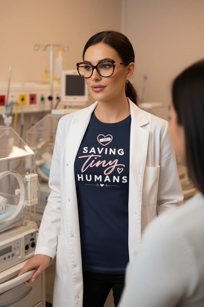 Saving Tiny Humans Women's Ribbed Neck Tee | XII